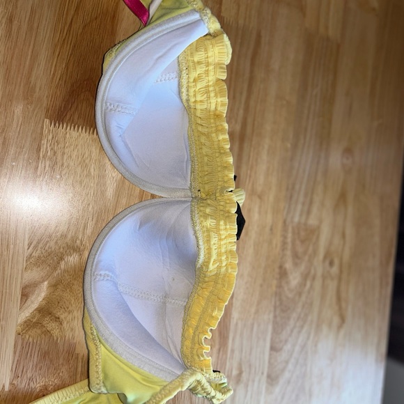 “D” L Vintage Betsey Johnson yellow rose bikini dollbaby retro dollbaby black - Picture 9 of 16